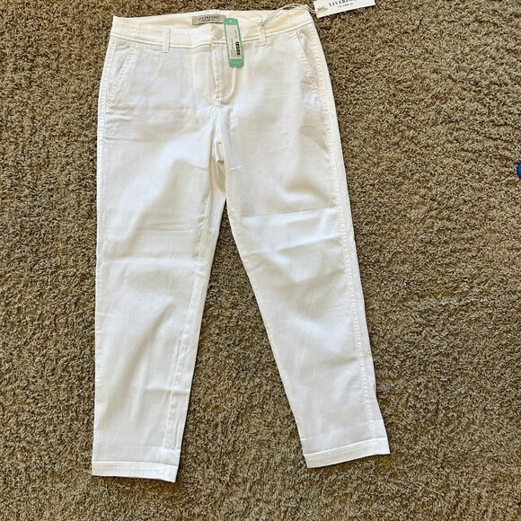NWT LIVERPOOL Women's White Cropped Pants Trousers in Size 8 - Picture 1 of 9